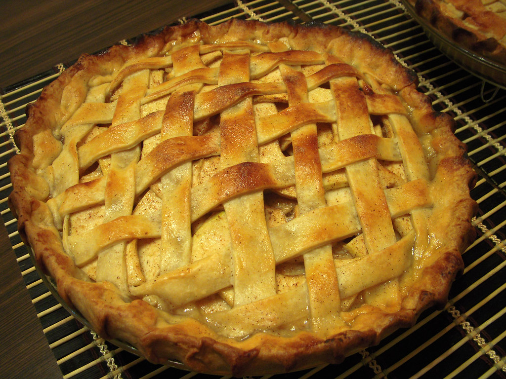 Double-Crust Apple Pie: An all-butter flaky crust over macerated, pre-thickened apples with no gap under the lid.